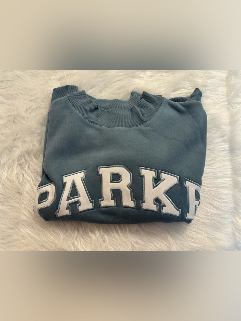 PARKER Glacier Blue Mock neck Sweatshirt S/M NWT - Picture 4 of 9